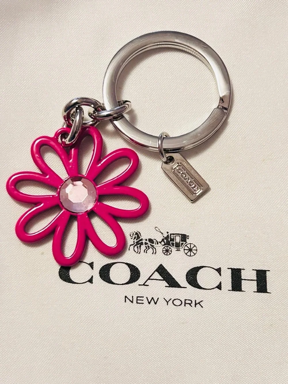 NWOT Coach Pink Y2K Flower Charm Keychain/ Bag Charm